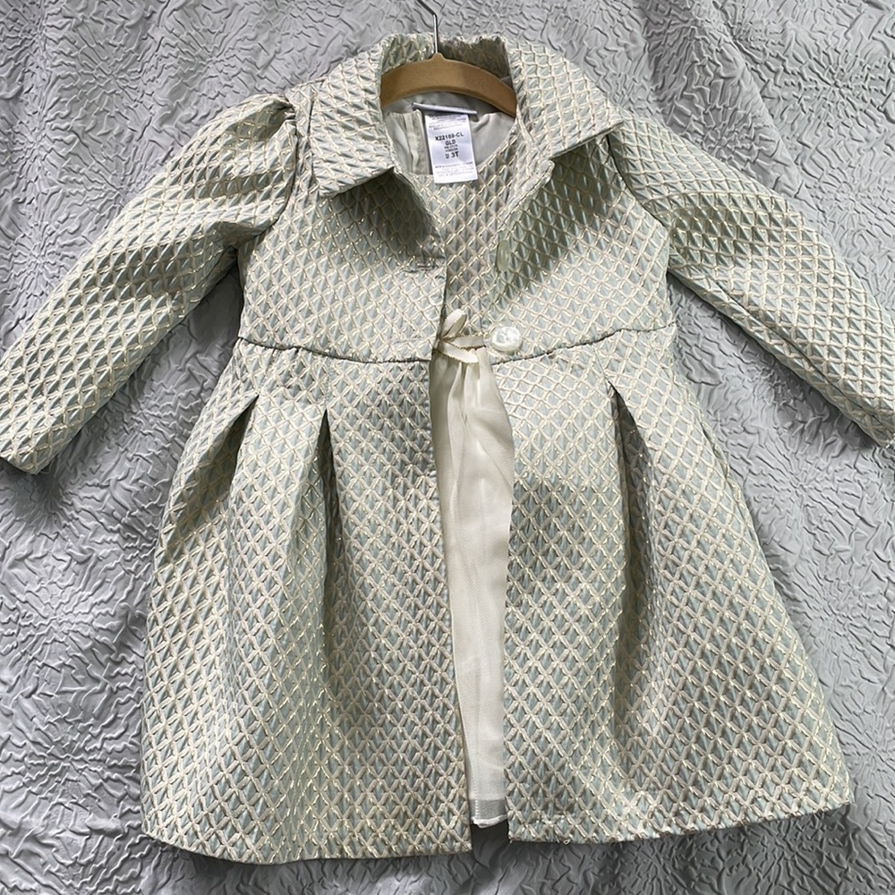 Girl’s Bonnie Jean 2 Pc Christmas/Holiday Dress Coat and Dress Set